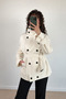 Women's Stone Belted Double-Breasted Stand Collar Jacket Regular Fit - 2
