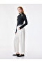 Slim Fit Metal Accessory Window Detail High Neck Long Sleeve T-Shirt - 3