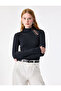 Slim Fit Metal Accessory Window Detail High Neck Long Sleeve T-Shirt - 2