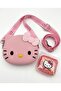Waterproof Pink Silicone Cat Crossbody Bag & Mini Glitter Storage Case Set for Kids
