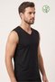 Men's Black Bamboo V-Neck Zero Sleeve T-Shirt - 2