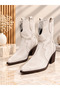 Women's Beige Suede Western Cowboy Ankle Short Boots