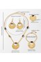 Vintage Gold-Tone Jewellery Set with Brown Stones, Crescent Moon Design, Necklace, Earrings, Bracelet, Ring, 4 Pieces - 3