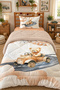 Double Sided Cute Teddy Bear Pattern Quilted Quilt - Single Sleeping Set - 2