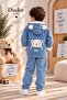 Boy's Hooded Blue Thick Denim Coat - 4