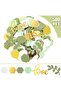 500Pcs Greenery Wedding Table Confetti,Sage Green and Gold Eucalyptus Paper Scatter for Engagement and Birthday Parties - 3