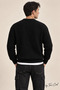 Men's Black Regular Crew Neck Knit Sweater - 3