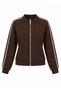 Modal Fabric Stripe Inter Piped Zippered Sweatshirt & Trousers Two-Piece Set - 2