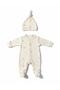 Baby Girl Textured Pique Fabric Cotton Hat and Booties Jumpsuit - 6