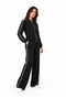 Modal Fabric Stripe Inter Piped Zippered Sweatshirt & Trousers Two-Piece Set - 4