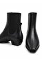 Women's Black Leather Heeled Boots with Elastic Back