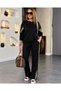 Women's Hooded Leopard Detail Sweatshirt and High-Waisted Leopard-Striped Wide-Leg Pants Two-Piece Set