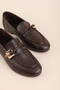 Women's Black Genuine Leather Loafer Shoes Hl.33202 Brown - 8