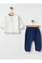 3-Piece Organic Space Patterned Baby Tracksuit Set - 3