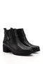 Women's Black Zippered Thick Heeled Genuine Leather Boots - 4