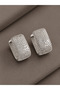 Silver Color Full Zircon Stone Square Hoop Women's Earrings