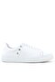 Genuine Leather Women's White Lace-Up Star Sneaker Shoes - 3