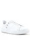 Genuine Leather Women's White Lace-Up Star Sneaker Shoes - 2