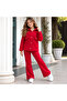 3 Thread Raised Winter Wide Leg Bottom Top Girl's Tracksuit Set with Fleece Inside - 6