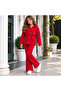 3 Thread Raised Winter Wide Leg Bottom Top Girl's Tracksuit Set with Fleece Inside - 3