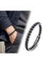 Onyx Natural Stone and Steel Rope Braided Men's Bracelet - 20 cm