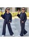 Pile Detailed Zippered Palazzo Pants + Pleated Bat Sleeve Jacket - 5