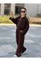 Pile Detailed Zippered Palazzo Pants + Pleated Bat Sleeve Jacket - 7