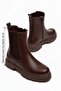 Women's Bitter Brown Leather Thick Soled Zippered Chelsea Boots - 6
