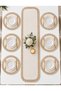 7 Piece Beige Ruffled Cream Table Set for 6 People – Runner + 6 American Service Plates