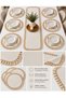 7 Piece Beige Ruffled Cream Table Set for 6 People – Runner + 6 American Service Plates - 3