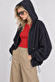 Stone Detailed Hooded Woven Jacket Lby0087 Dark Blue - 2