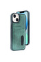 Apple iphone 14 case sara leather case with business card holder - dark green