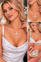 Women's Steel Necklace - Swan Model White Zircon Stone Embellished Gold Plated Women's Necklace - 7