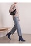 Siri Diva Women's Pointed Toe Heeled Boots 0012630 Navy Blue Suede - 2