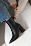Masculine Women's Heeled Boots Pointed Toe Zippered Thick Heel - 2