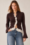 Women's Brown Lace Detailed Knitwear Cardigan