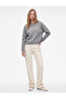 Wool Blend Crew Neck Long Sleeve Knit Sweater with Angel Motif on the Back