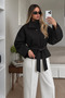 Lorven Belted Women's Black Trench Coat Jacket - 6