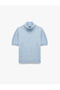 Soft Textured Short Sleeve Turtleneck Knitwear Sweater - 5