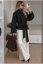 Lorven Belted Women's Black Trench Coat Jacket - 3