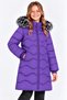 Girl's Purple Removable Hooded Furry Long Inflatable Winter Coat