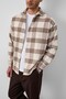 Brandon Relaxed Fit Cotton Wide Striped Lumberjack Men's Shirt - Light Beige - 4