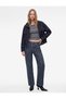 Cotton Regular Waist Pocketed Long Straight Leg Striped Denim Trousers - Straight Fit Jean