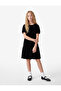 Balloon Sleeve Crew Neck Pleated Velvet Dress