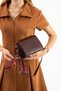 Burgundy Scarf Zippered Three-Compartment Women's Baguette Shoulder and Crossbody Bag - 2