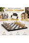 Luxury Metal Chess Set Chrome Plated Classic Gold Themed Figures – Black Marble Patterned Board - 2