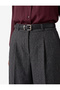 Regular Waist Barrel Cut Belted Pleated Wide Leg Fabric Trousers with Pockets - 4