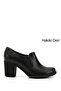 Women/Girls Black Medium Thick Heeled Genuine Leather Shoes