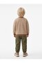 Label Detailed Shirred Crew Neck Long Sleeve Oversize Striped Sweatshirt - 3