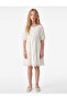 Lace Detailed Buttoned Loose Cut V-Neck Long Sleeve Viscose Dress - 4